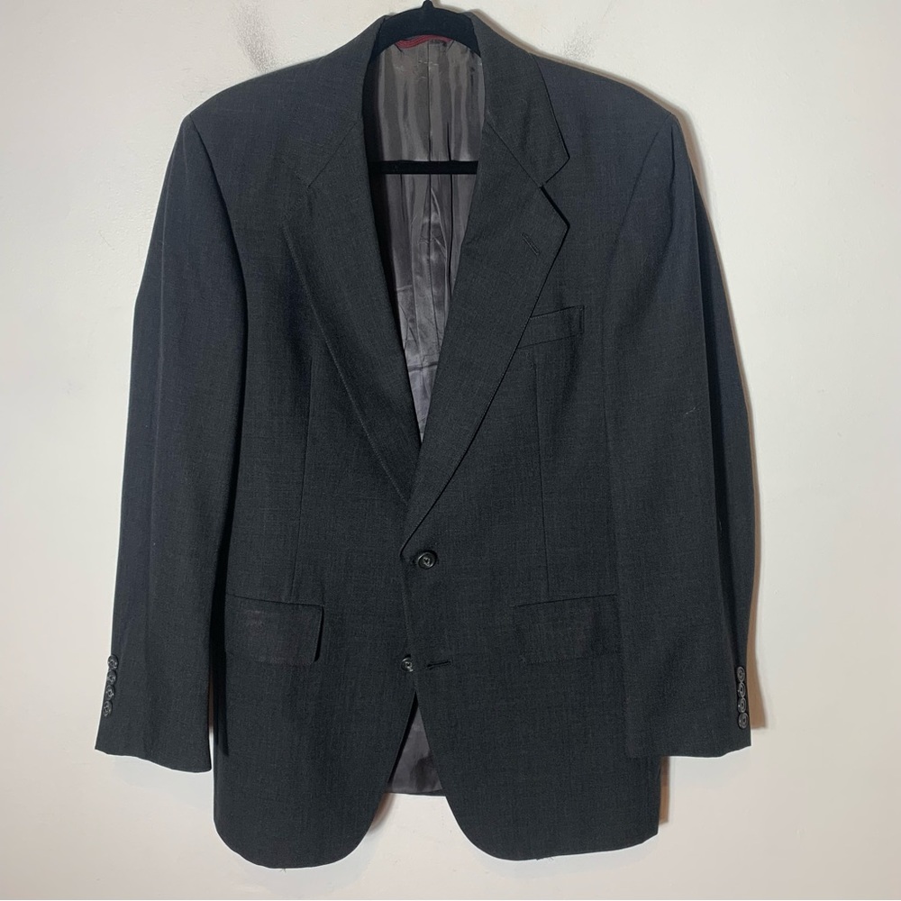 Hart Schaffner Marx Vintage Blazer Sport Coat 40R Gray 2 Button Single Breasted
